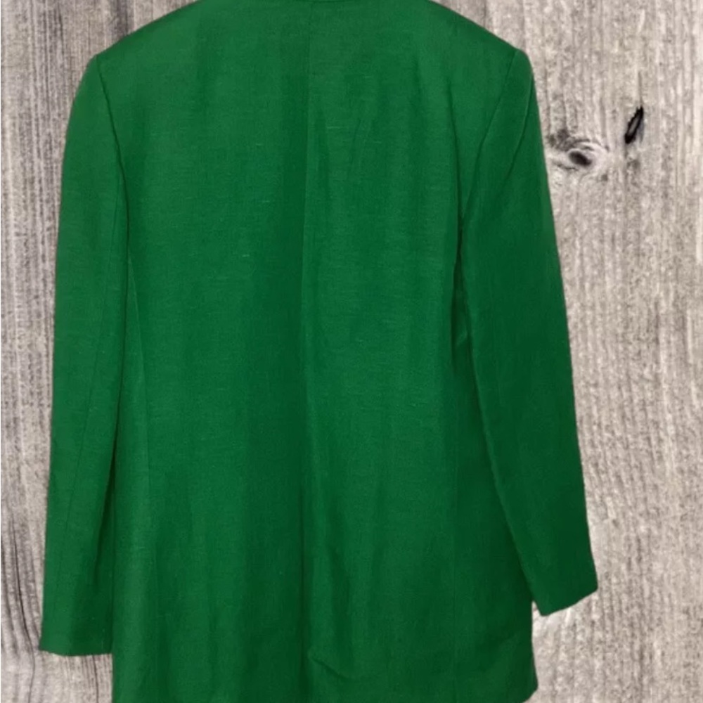 Vintage 80s Womens Size 8 Blazer Linen Blend Kelly Green Lined St Patrick’s Day - Picture 2 of 9